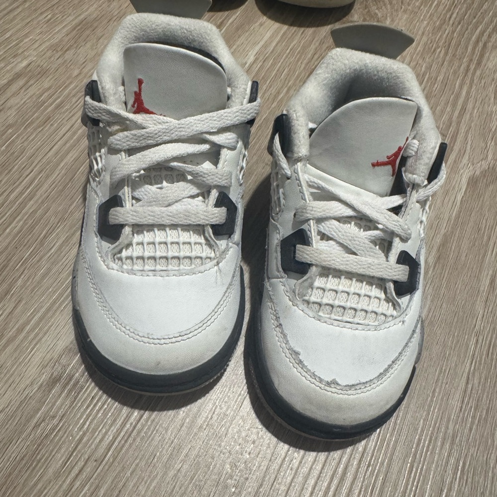 Jordan Kids White Sneakers with Black Accents and Red Jumpman